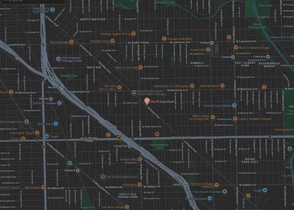 Street map of Irving Park, Chicago with The Pit Stop marked at 4267 N Elston Ave